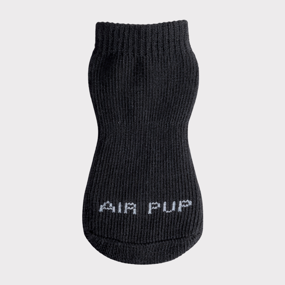 Single black Air Pup sock with white logo
