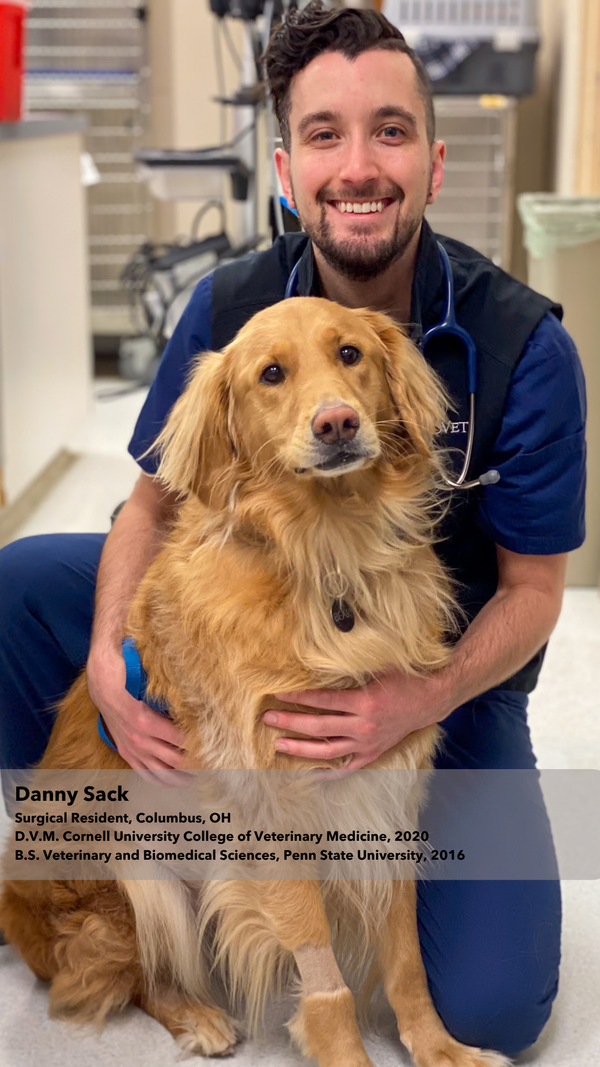 Dr. Danny Sack with a golden retriever